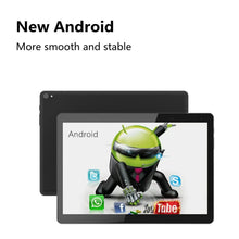 Techsconnect 10-inch Android tablet with 32GB storage, dual cameras, IPS touch screen, Wi-Fi, and 6000mAh battery in black.