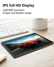 TechsConnect 10-inch Android tablet with 32GB storage, dual cameras, IPS touch screen, Wi-Fi, and 6000mAh battery in black.