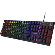 Techsconnect 104-key backlit mechanical gaming keyboard with wired waterproof luminous keys and matching mouse for PC and office use.