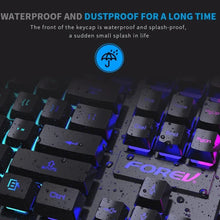 TechsConnect 104-key backlit mechanical gaming keyboard with waterproof luminous keys and matching wired mouse set for PC and laptop use.