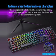 Techsconnect 104-key backlit mechanical gaming keyboard with waterproof luminous keys and matching mouse for PC, laptop, or office use.