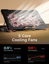 Techsconnect 17.3-inch laptop cooling pad with red LED lights and five fans for enhanced cooling and airflow.
