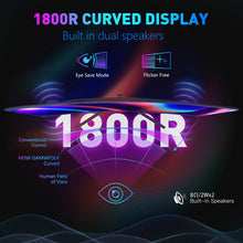 Techsconnect 24-inch curved gaming monitor with 180Hz refresh rate, 1ms response, FHD, HDMI, DisplayPort, FreeSync, eye care tech