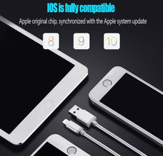 Three 10-foot heavy-duty braided iPhone Lightning USB cables from DailySale, designed for durable mobile charging and data transfer.