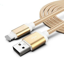 Three 10-foot heavy-duty braided iPhone Lightning USB cables by DailySale, designed for durable mobile device charging and data transfer.