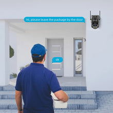 Techsconnect 4K 8MP HD WiFi outdoor PTZ CCTV camera with dual lenses, AI auto tracking, dual screen, and audio-video surveillance.