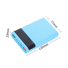 Techsconnect 4x18650 DIY power bank with digital display, 15000mAh capacity, fast charging for Samsung and iPhone devices.