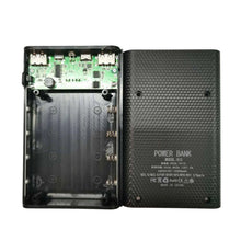 Techsconnect DIY 4x18650 power bank box with digital display, 15000mAh capacity, fast charging for Samsung and iPhone devices.