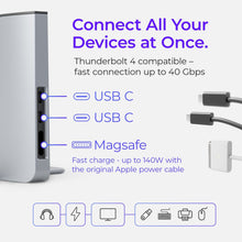 Ascrono MacBook Docking Station with multiple ports and sleek design, connected to a MacBook for expanded connectivity.
