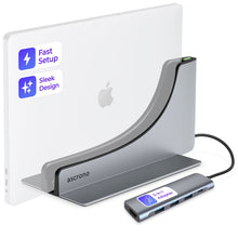 Ascrono MacBook docking station with multiple ports for connecting peripherals and expanding laptop connectivity.