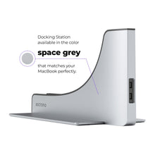 Ascrono MacBook Docking Station shown with multiple ports and connections for easy laptop expansion and connectivity.