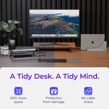 Ascrono MacBook Docking Station showing multiple USB ports, HDMI output, and sleek design for easy connectivity.