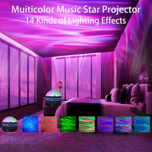 Techsconnect Aurora Borealis starry sky projector night light with remote, displaying galaxy effects and seven lighting options.