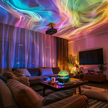Techsconnect Aurora Borealis starry sky projector night light with remote, displaying galaxy effects and seven lighting options.