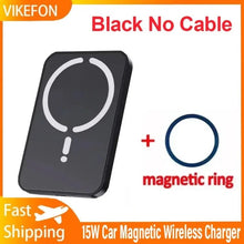 Techsconnect magnetic car air outlet holder with 15W wireless charging for iPhone 12 to 17, with or without cable, Magsafe compatible.