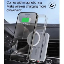 Techsconnect magnetic car air outlet phone holder with 15W wireless charging for iPhone 17, 16, 15, 14, 13, 12 Pro Max, with or without cable.