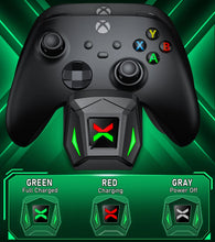 Techsconnect Xbox controller charger station with two 2550mAh rechargeable battery packs for Xbox Series X, One X, S, and Elite controllers.