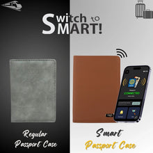 Dolphin Smart Leather Passport Tracker with RFID, designed to securely hold and locate passports with a sleek, durable leather cover.