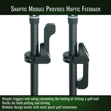 DeadEyeVR DriVR Elite adjustable weighted golf club handle for VR, compatible with Quest 2, 3, and Pro VR headsets.