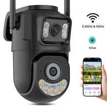 Techsconnect external WiFi PTZ IP camera with dual lenses, outdoor security CCTV with auto tracking and 2.4Ghz/5Ghz WiFi.