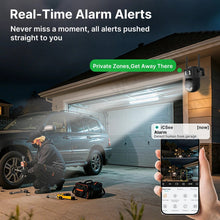 Techsconnect external WiFi PTZ camera with dual lenses, outdoor IP security camera with auto-tracking and CCTV surveillance.
