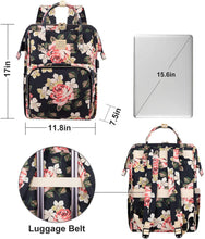 Techsconnect women's laptop backpack with 15.6-inch floral pattern, water-resistant design, USB port, casual style for school and travel.
