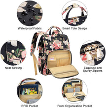 Techsconnect women’s 15.6-inch floral laptop backpack with USB port, water-resistant casual daypack for school, travel, or work.