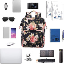 Techsconnect 15.6-inch stylish women's laptop backpack with USB port, water-resistant floral pattern, casual daypack for school or travel.