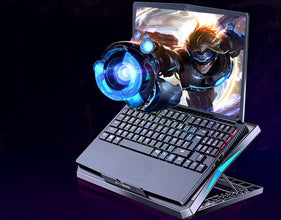 Foldable laptop radiator cooling base with Dolphin Tracker RFID branding, designed to keep laptops cool and elevate airflow.