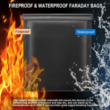 Set of five large Techsconnect Faraday bags for laptops, tablets, phones, and car keys, blocking electromagnetic signals.