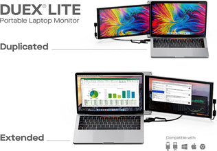 Lite Mobile Pixels portable 12.5-inch full HD IPS monitor for laptops, USB-C extender in white, plug and play compatibility.