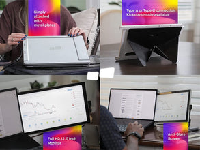 Techsconnect Lite Mobile Pixels 12.5-inch Full HD IPS portable monitor for laptops, USB-C extender, white color, plug and play.