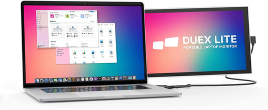 Techsconnect Lite Mobile Pixels portable 12.5-inch Full HD IPS monitor for laptops, white, USB-C extender, plug and play compatibility.