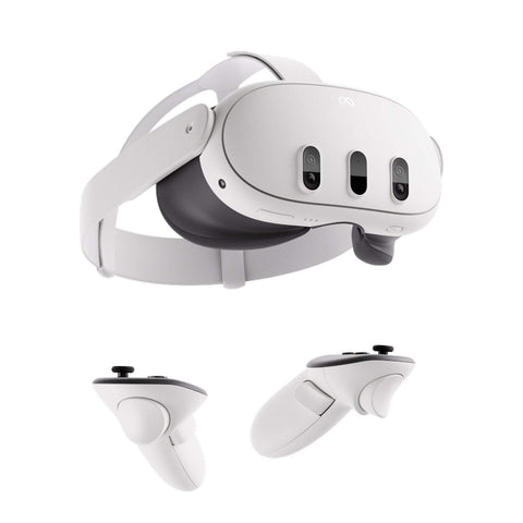 Meta Quest 3 512GB VR headset with 4K display, wireless design, used for mixed reality gaming, fitness, and entertainment.