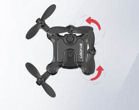 Dolphin Tracker mini folding drone with compact design, featuring RFID and lost recovery capabilities, shown in a close-up view.