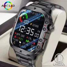 Techsconnect men's smartwatch with flashlight, Bluetooth call, fitness tracking, IP68 waterproof design for Android and iOS.