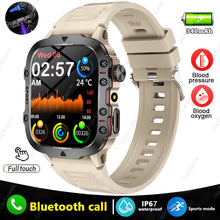 Techsconnect men's smartwatch with flashlight, Bluetooth call, fitness tracker, IP68 waterproof, compatible with Android and iOS.