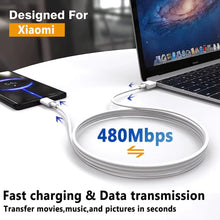 Techsconnect USB Type C cable with turbo fast charging for Mi, Poco, and Redmi Note smartphones, supporting 120W to 45W power transfer.