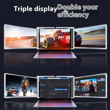 Portable Dolphin Tracker dual and triple-screen display for notebooks with RFID and lost recovery features, showing multiple connected screens.