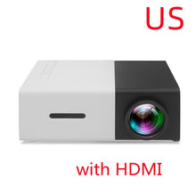Dolphin Tracker portable 3D HD LED mini projector displaying home theater cinema content with HDMI and USB connectivity.