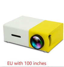 Dolphin Tracker portable 3D HD LED home theater projector displaying a movie screen with HDMI and USB ports.