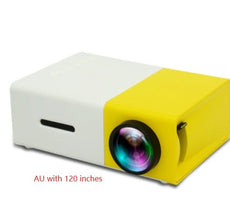 Dolphin Tracker portable 3D HD LED home theater projector with HDMI, USB, and audio ports, compact mini design for cinema viewing.