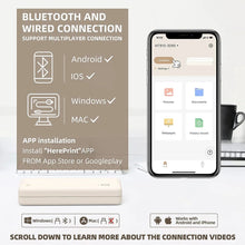 Beige portable wireless thermal inkless printer by TechsConnect for Android and iOS devices, compact and easy to use.