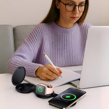 Pursonic Power & Sound Essentials Bundle with 5-in-1 folding wireless charging station and true wireless earbuds.