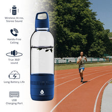 Pursonic 2-in-1 water bottle with built-in wireless speaker, clear view of the bottle design and speaker features.
