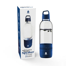 Pursonic 2-in-1 water bottle with built-in wireless speaker, showing the bottle with speaker components and lid in a close-up view.