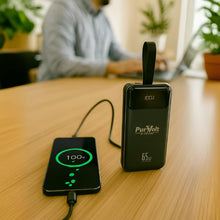 Pursonic PurVolt 40,000mAh ultra high-capacity power bank charging laptops, smartphones, and other electronic devices.