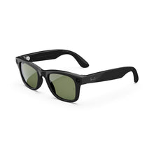 Techsconnect Ray-Ban Wayfarer Smart Glasses with shiny black frame, green lenses, AI, audio, photo, and video features, large fit