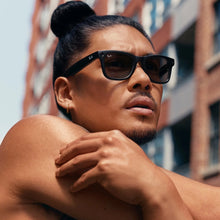Techsconnect Ray-Ban Wayfarer Smart Glasses with shiny black frame, green lenses, large fit, featuring AI, audio, photo, and video capabilities.