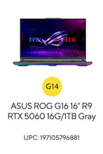 ROG Strix G16 2025 gaming laptop in Eclipse Gray with 16-inch WUXGA display, AMD Ryzen 9, NVIDIA RTX 5060, 16GB DDR5 RAM, 1TB SSD